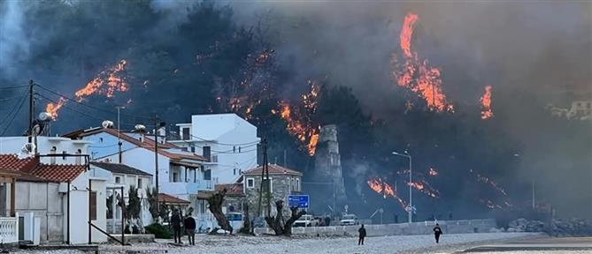 Σάμος: Φωτιά σε δασική έκταση (εικόνες)